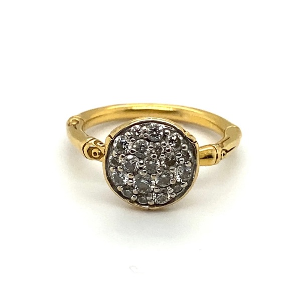 John Hardy 18k Yellow Gold Metallic Bamboo Diamomd Ring - Picture 2 of 8